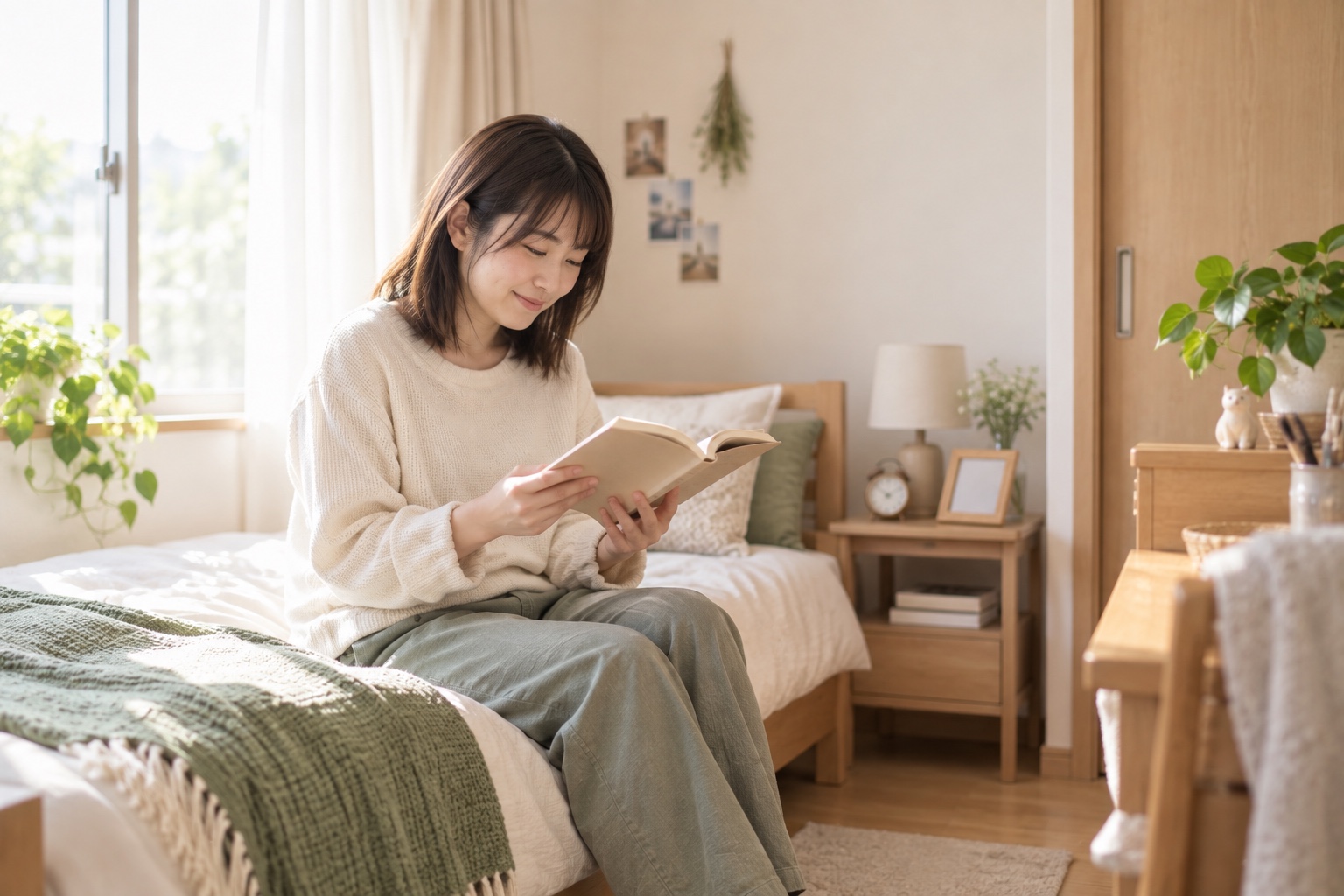 自室で自分の時間を過ごす入居者（イメージ写真）