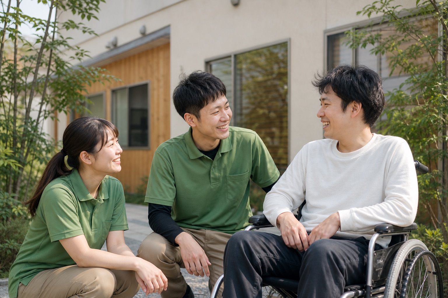 笑顔で並ぶめぶきのスタッフ（イメージ写真）