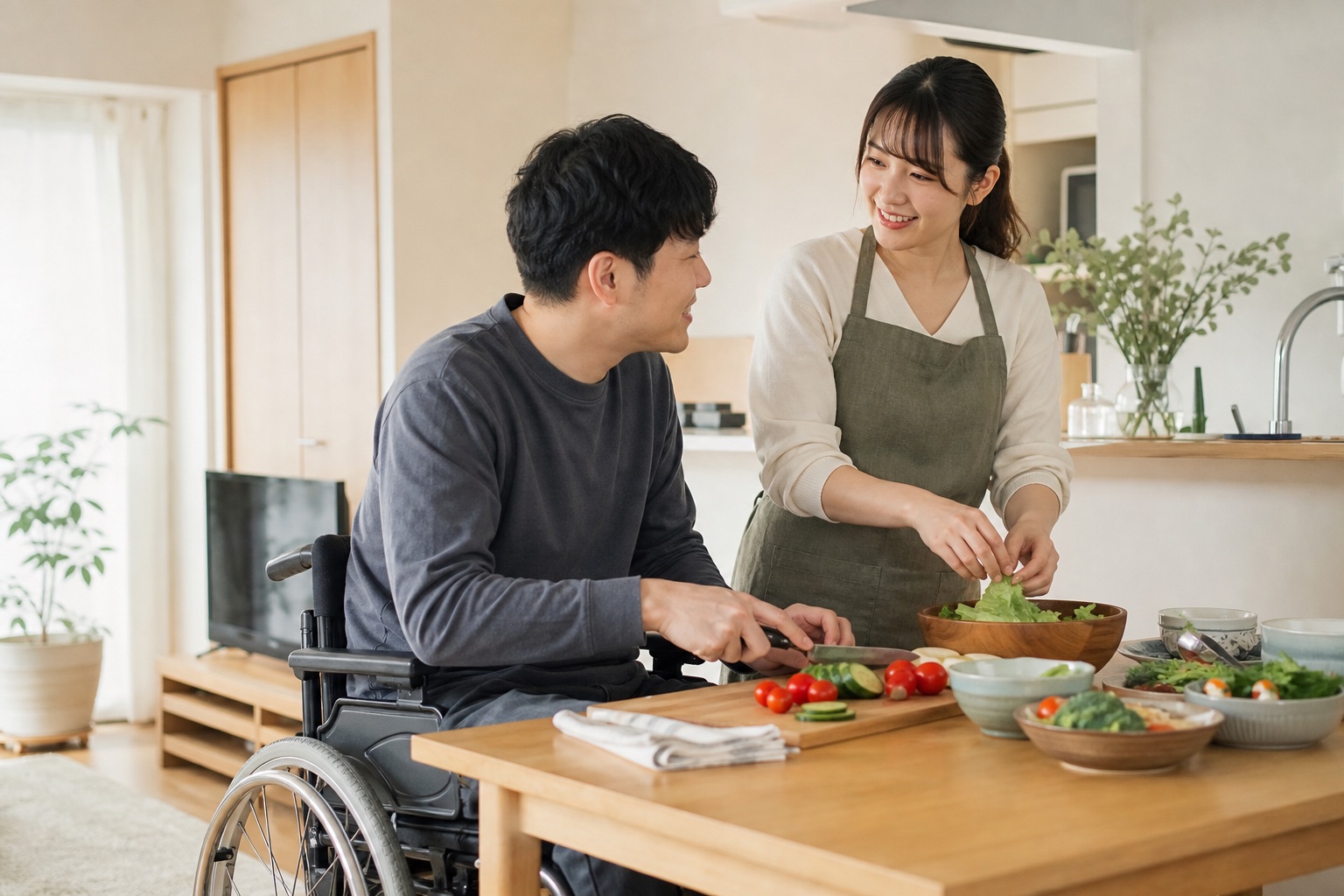 ご自宅で利用者に寄り添うヘルパー（イメージ写真）